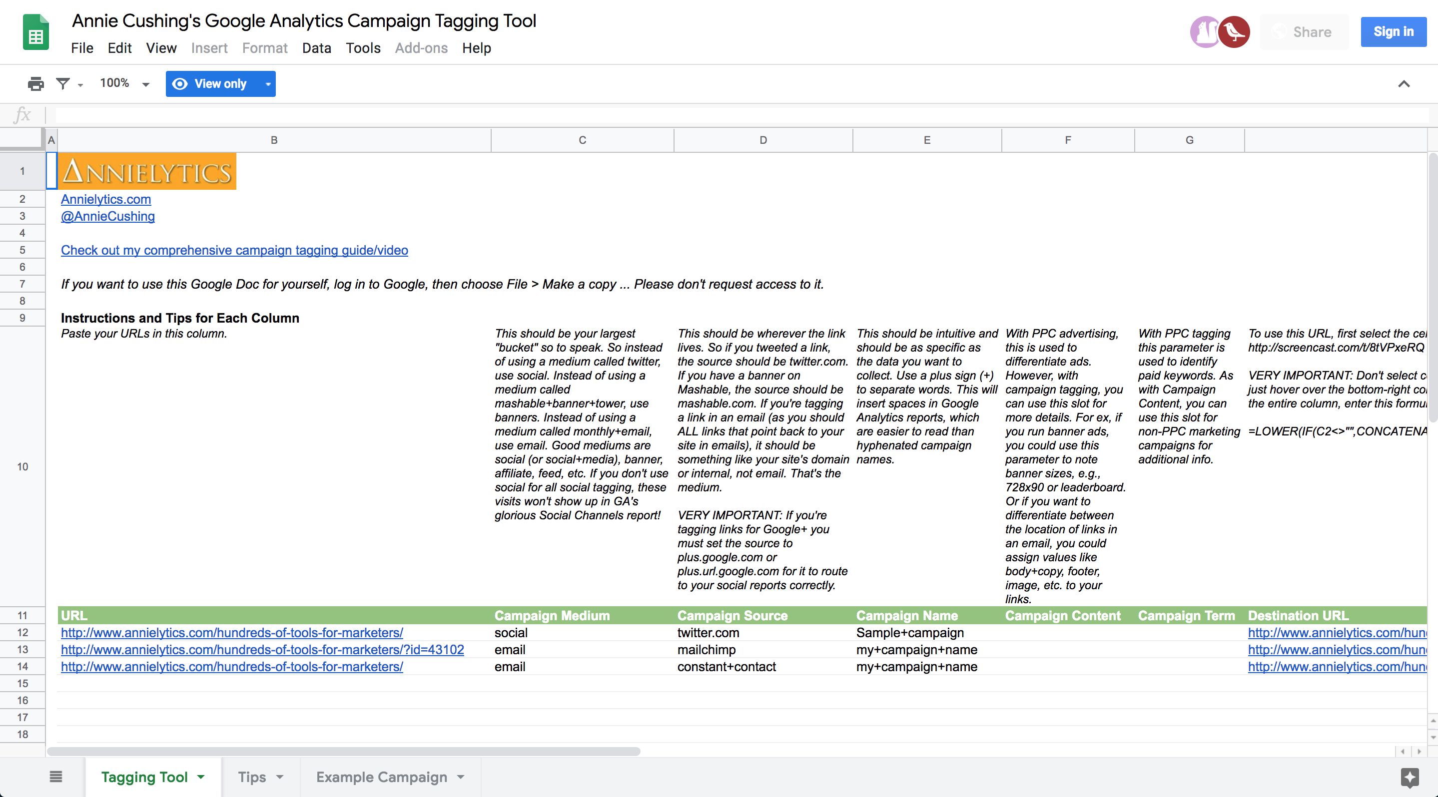 UTM Builder - Annielytics